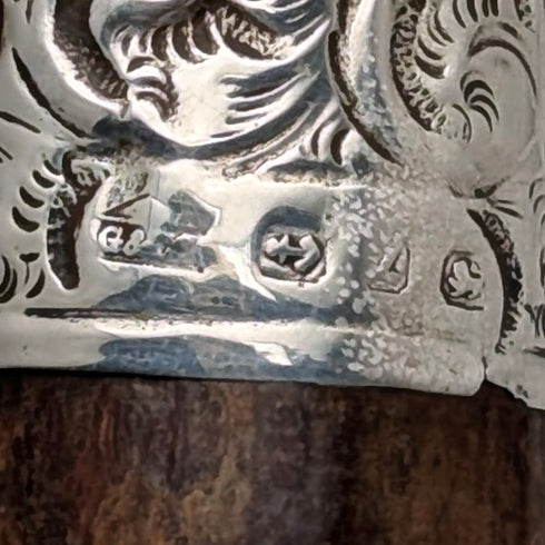 1899 年英國古董男士純銀裝飾牛角手柄手杖 101 厘米